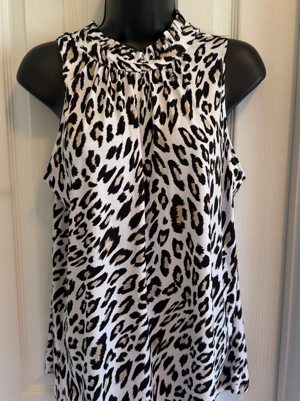 The Limited Sleeveless Leopard Print Mock Neck Dress Tank